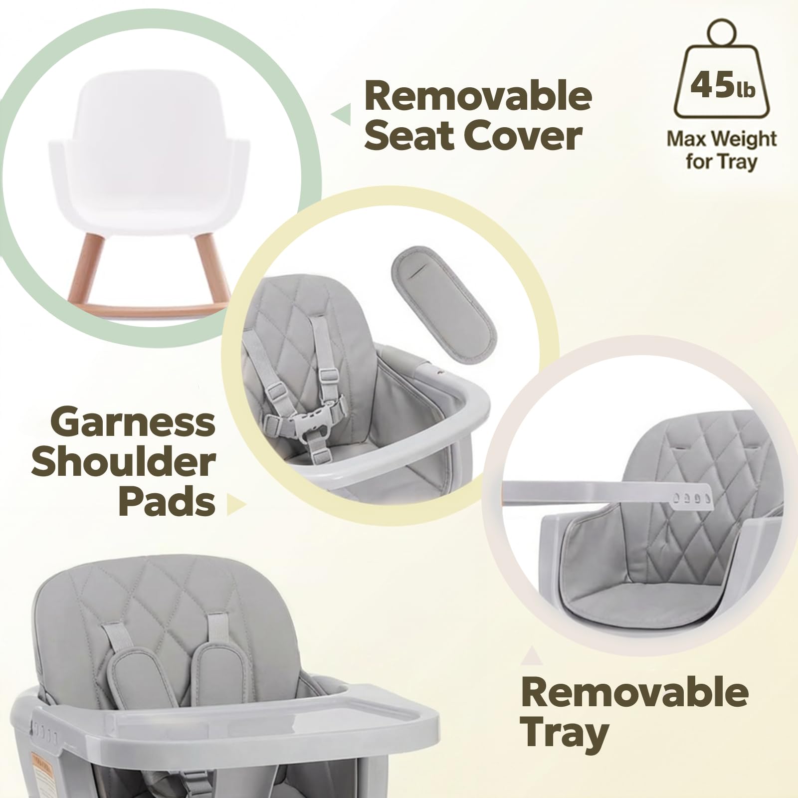 Mallify 3-in-1 Wooden High Chair