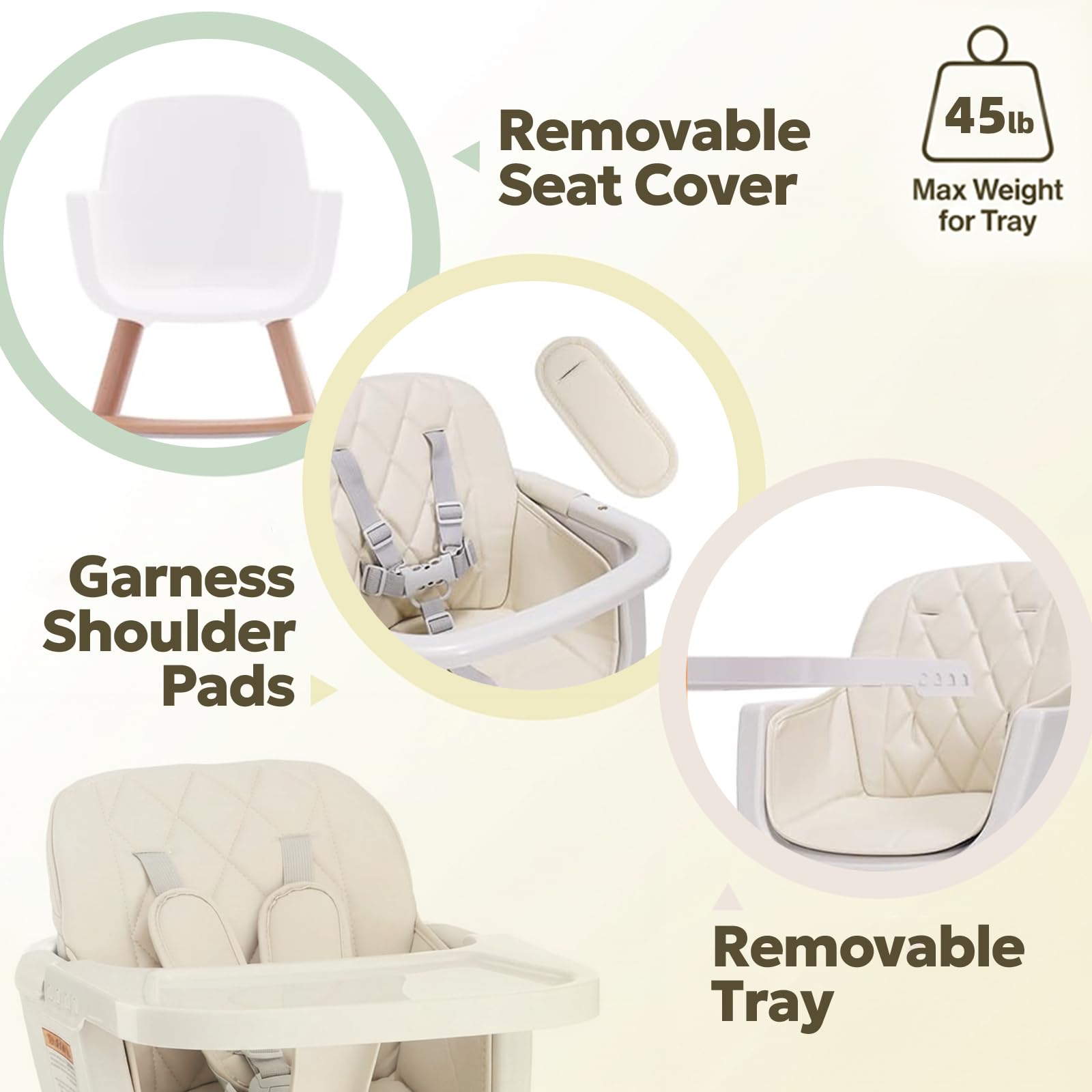 Mallify 3-in-1 Wooden High Chair