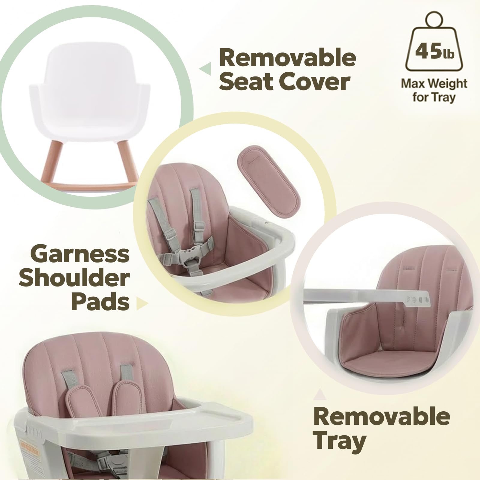 Mallify 3-in-1 Wooden High Chair