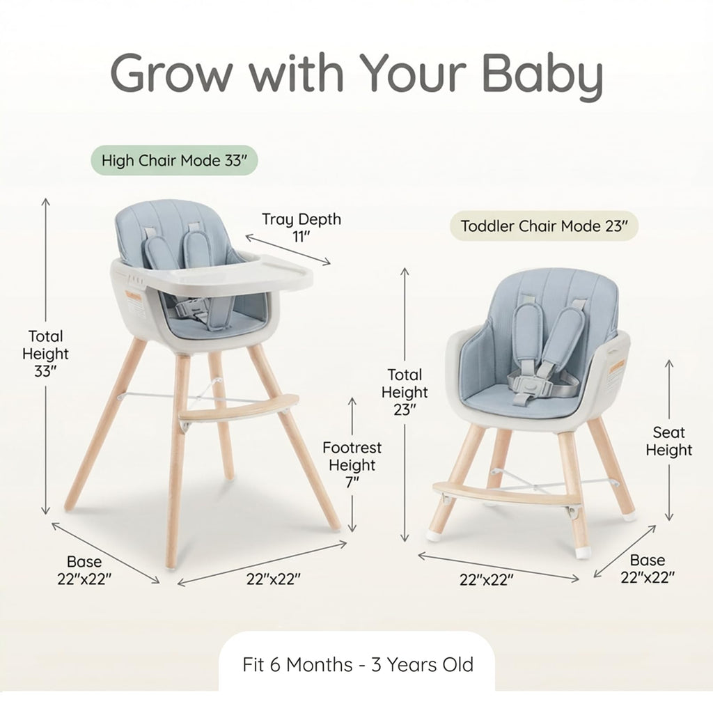 Mallify 3-in-1 Wooden High Chair