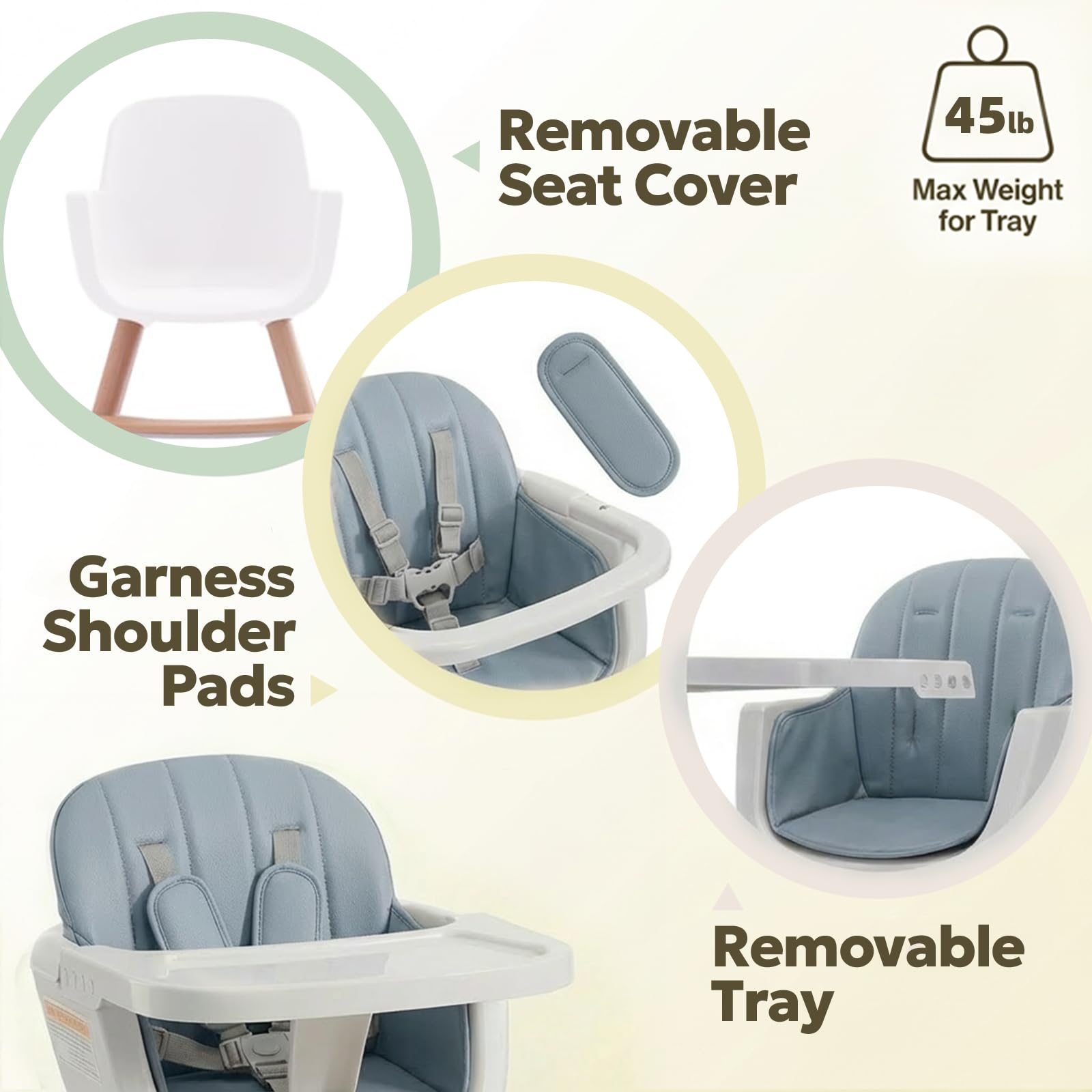 Mallify 3-in-1 Wooden High Chair