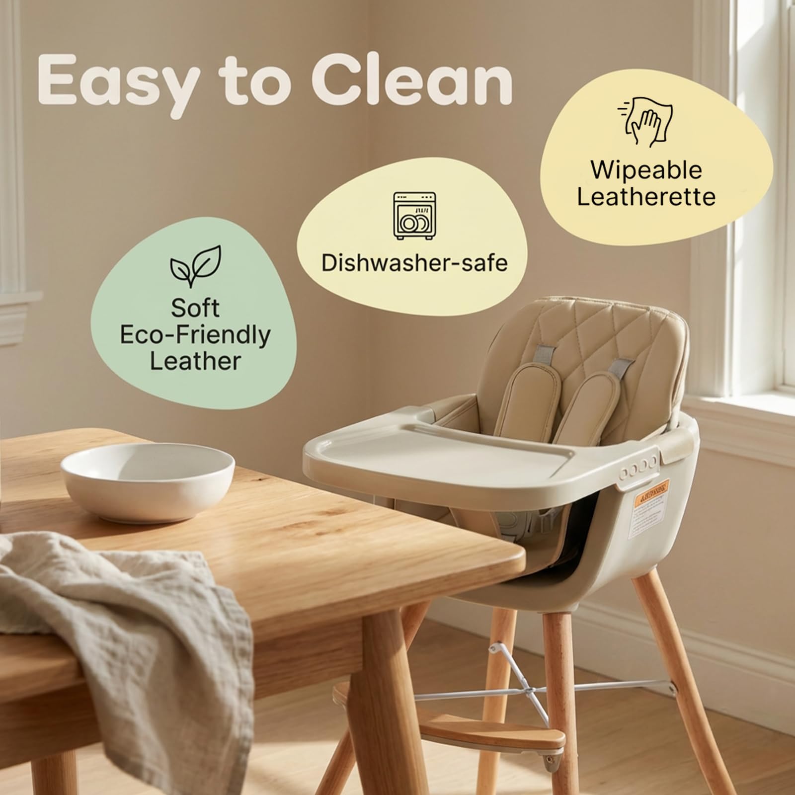 Mallify 3-in-1 Wooden High Chair