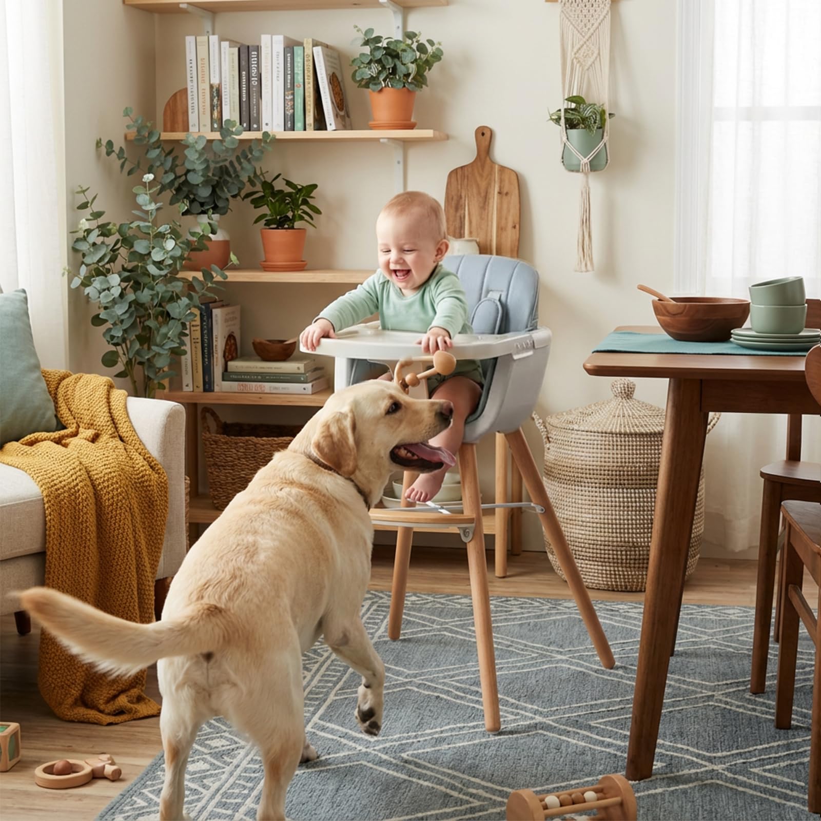 Mallify 3-in-1 Wooden High Chair